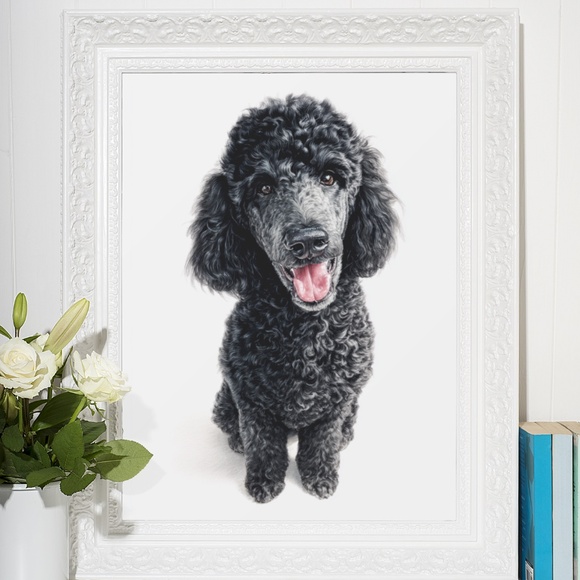Watercolor Black Poodle Portrait Wall Art Print Poster, Unframed - Pet Artwork - Picture 6 of 6